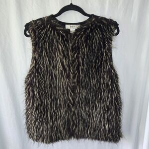 Vintage KIKIT Maurice Sasson Faux Fur Vest Zip Up Sweater Womens Large Mob Wife